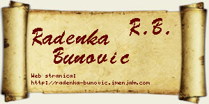 Radenka Bunović vizit kartica